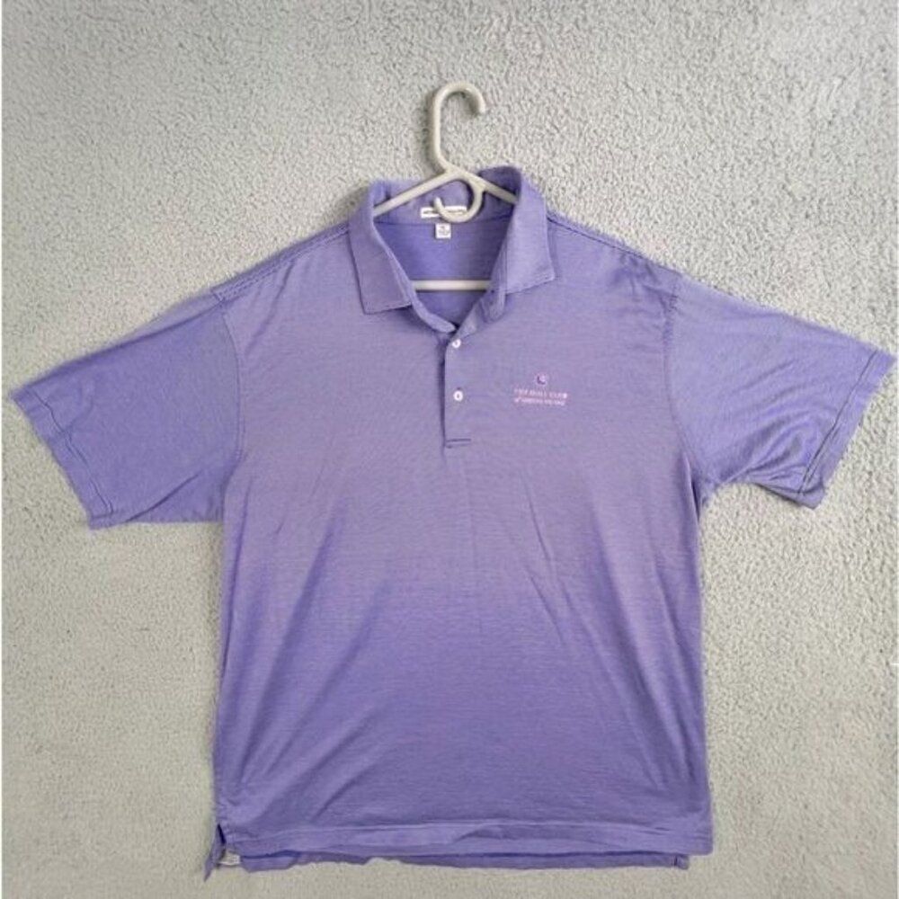 PETER MILLAR MENS POLO SHIRT SIZE XL PURPLE WITH WHITE STRIPES